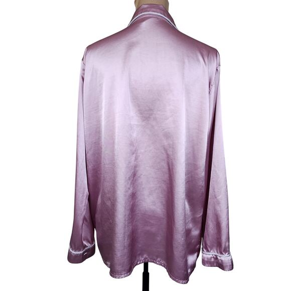 XL Pink Silky Button Down Pajama Top - Picture 2 of 4